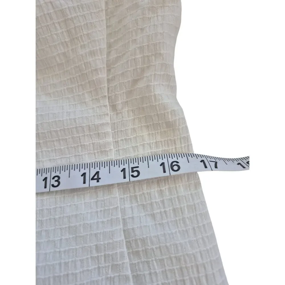 Ann Taylor Dress Sz 8 Cream One Shoulder Shift Ruffle Summer Preppy Cotton Resor
